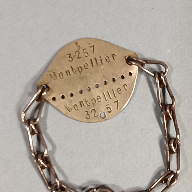 PLAQUE D'IDENTITE MILITAIRE TROUPE MODELE 1918 LAPORTE PAUL CLASSE 1931 MATRICULE 3257 A MONTPELLIER